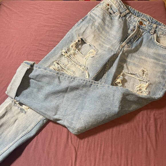 & Denim Boyfriend low waist jeans with buttons and distressing - size 4 - Picture 2 of 9